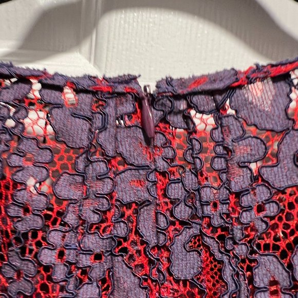 Zara lace red and purple top NWT Sz L - Picture 3 of 3